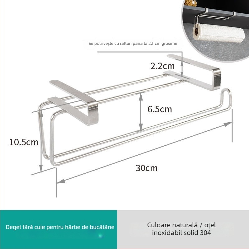 AOJUN Suport pentru hârtie de bucătărie, montaj pe perete, oțel inoxidabil 304, stil japonez, certificat CE