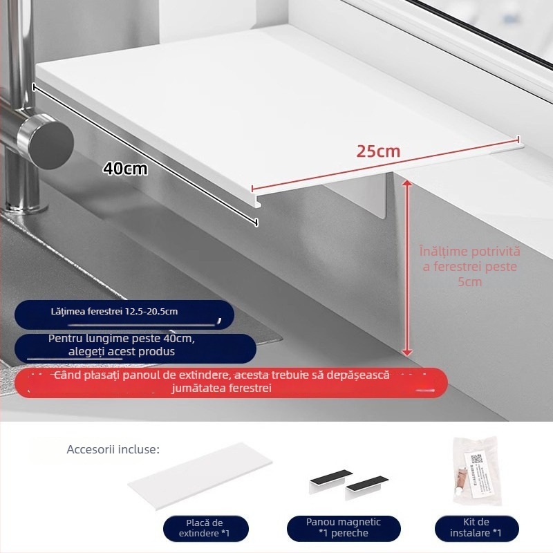 Haoli organizator magnetic pentru pervazul ferestrei – depozitare de bucătărie, montaj pe perete, fără găuri, oțel-carbon, 1 strat