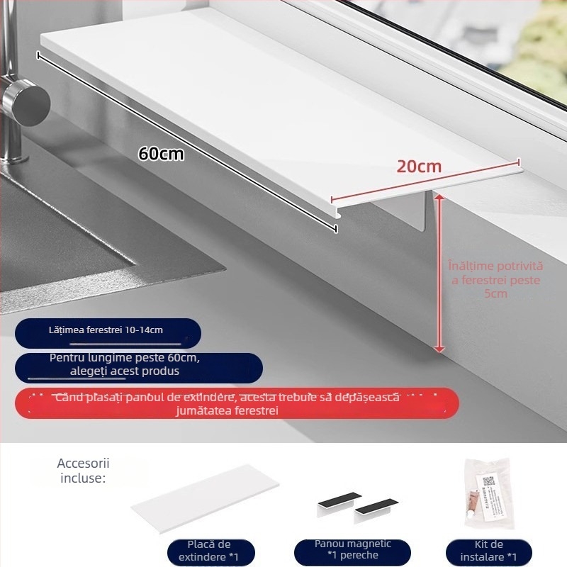 Haoli organizator magnetic pentru pervazul ferestrei – depozitare de bucătărie, montaj pe perete, fără găuri, oțel-carbon, 1 strat