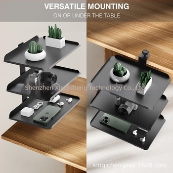 Raft de birou cu trei etaje, multifuncțional, mobil, fără montaj, din oțel carbon