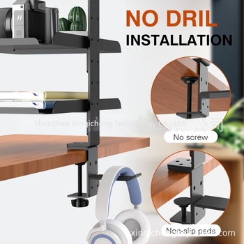 Raft de birou cu trei etaje, multifuncțional, mobil, fără montaj, din oțel carbon