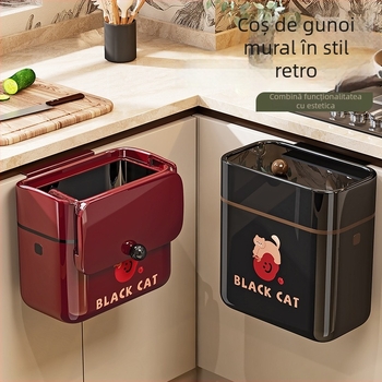 Coș de gunoi de perete, pătrat, 5L, plastic, capac basculant, uz casnic