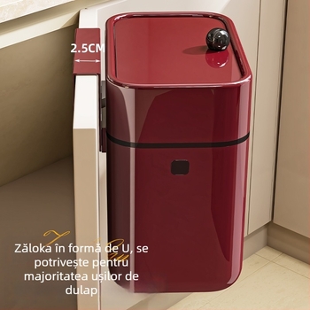 Coș de gunoi de perete, pătrat, 5L, plastic, capac basculant, uz casnic