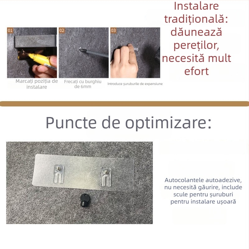 Raft de prosoape montat pe perete, cu două etaje, înălțime reglabilă, din fier, finisaj vopsire la cuptor