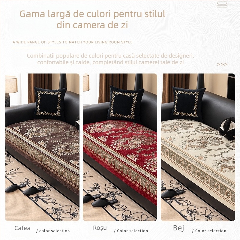 Perne pentru canapea din chenille, în formă de doilie, pentru canapele modulare, Stil Nou Chinezesc, motif abstract/plante