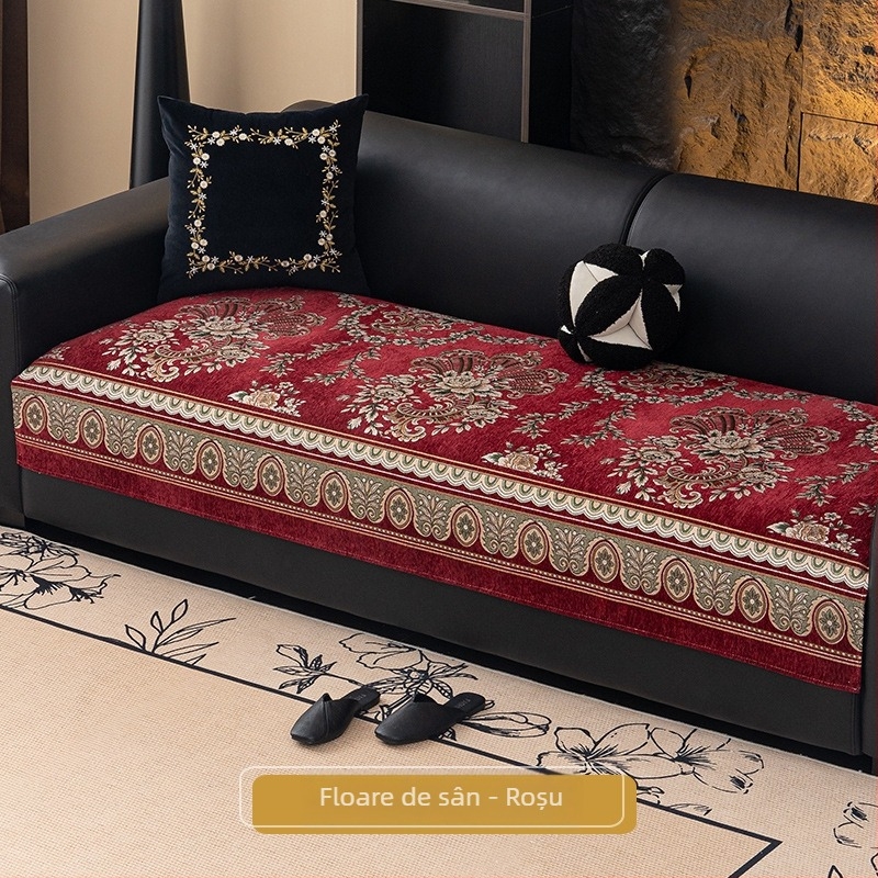 Perne pentru canapea din chenille, în formă de doilie, pentru canapele modulare, Stil Nou Chinezesc, motif abstract/plante