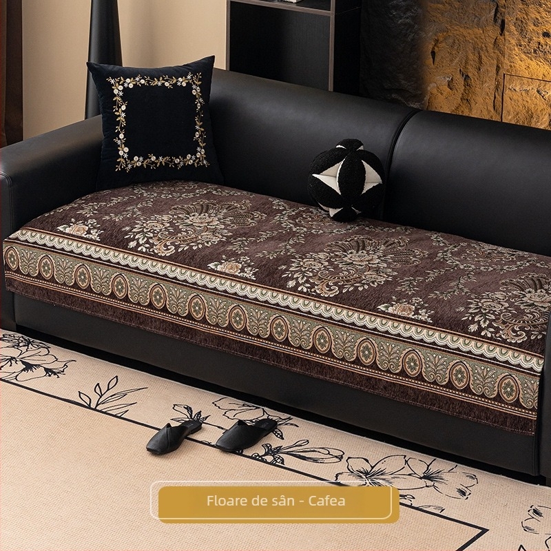 Perne pentru canapea din chenille, în formă de doilie, pentru canapele modulare, Stil Nou Chinezesc, motif abstract/plante