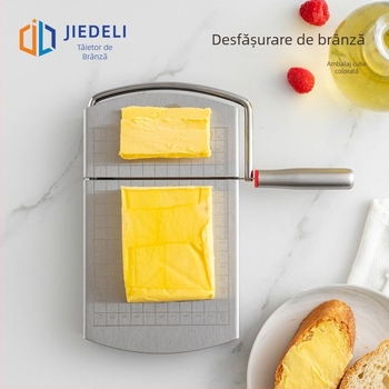 Cuțit multifuncțional pentru brânzeturi din oțel inoxidabil, cu scară de măsurare – pentru brânză, unt și șuncă