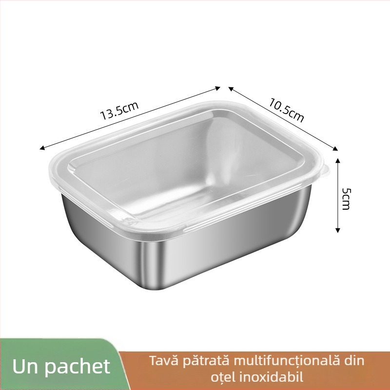 Cutie de prânz din oțel inoxidabil și container de depozitare – portabil, păstrează prospețimea, sigilat, design simplu și modern