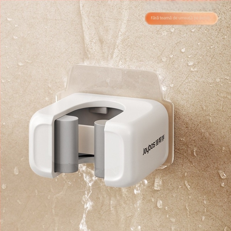 Suport pentru mop montat pe perete cu clips, fără găuri, din plastic, model JBS-TBKZ-Q21G-JWT