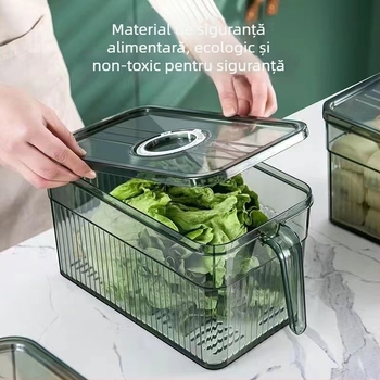 Cutie de depozitare pentru frigider cu capac — Lily of the Valley; plastic alimentar; stil simplu; depozitare, conservare, drenaj