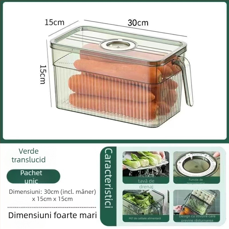 Cutie de depozitare pentru frigider cu capac — Lily of the Valley; plastic alimentar; stil simplu; depozitare, conservare, drenaj