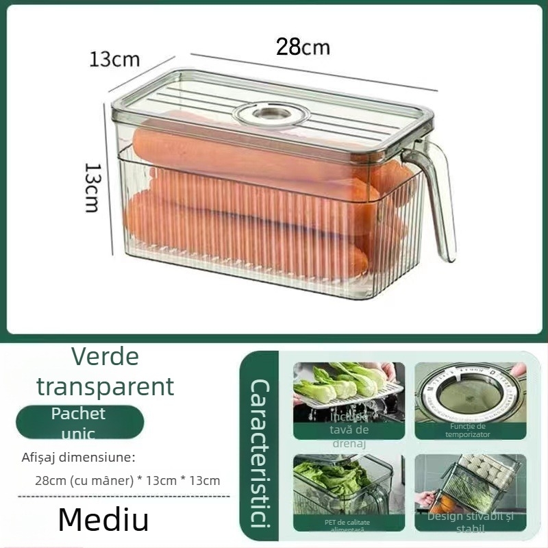 Cutie de depozitare pentru frigider cu capac — Lily of the Valley; plastic alimentar; stil simplu; depozitare, conservare, drenaj