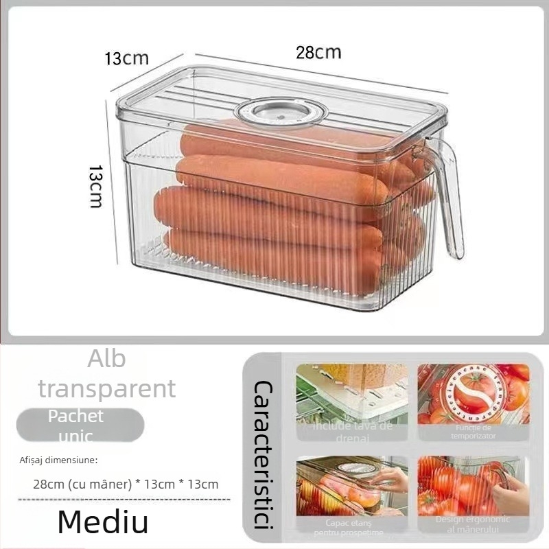Cutie de depozitare pentru frigider cu capac — Lily of the Valley; plastic alimentar; stil simplu; depozitare, conservare, drenaj