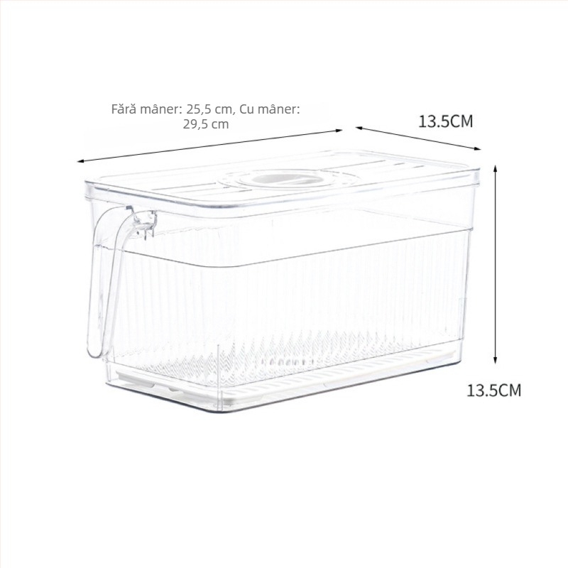 Cutie de depozitare pentru frigider cu capac — Lily of the Valley; plastic alimentar; stil simplu; depozitare, conservare, drenaj
