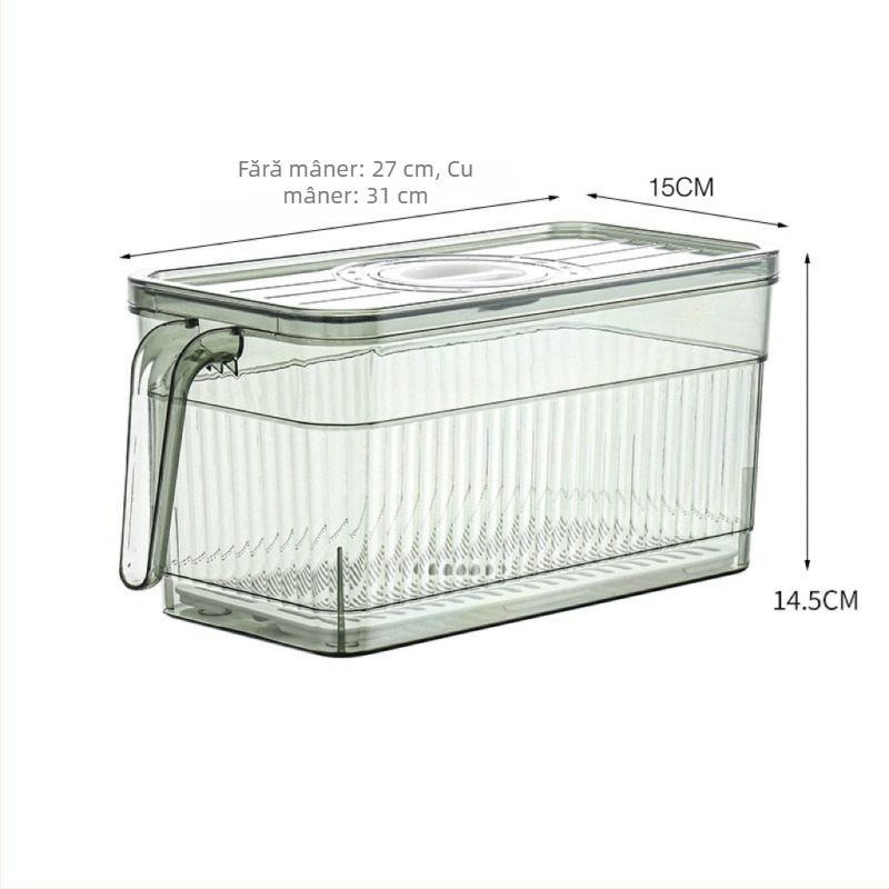 Cutie de depozitare pentru frigider cu capac — Lily of the Valley; plastic alimentar; stil simplu; depozitare, conservare, drenaj