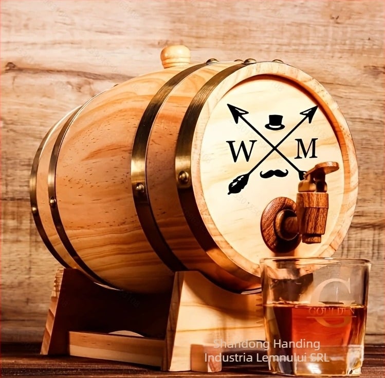 Butoi din lemn pentru băuturi cu robinet, pentru uz casnic – Brand Handing, Model 2025418, Cod Hd-418