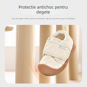 Pantofi pentru copii mici cu partea superioară din piele microfibră, respirabili, talpă antiderapantă, potriviți pentru primăvară-toamnă, închidere cu Velcro