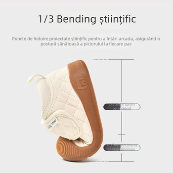 Pantofi pentru copii mici cu partea superioară din piele microfibră, respirabili, talpă antiderapantă, potriviți pentru primăvară-toamnă, închidere cu Velcro