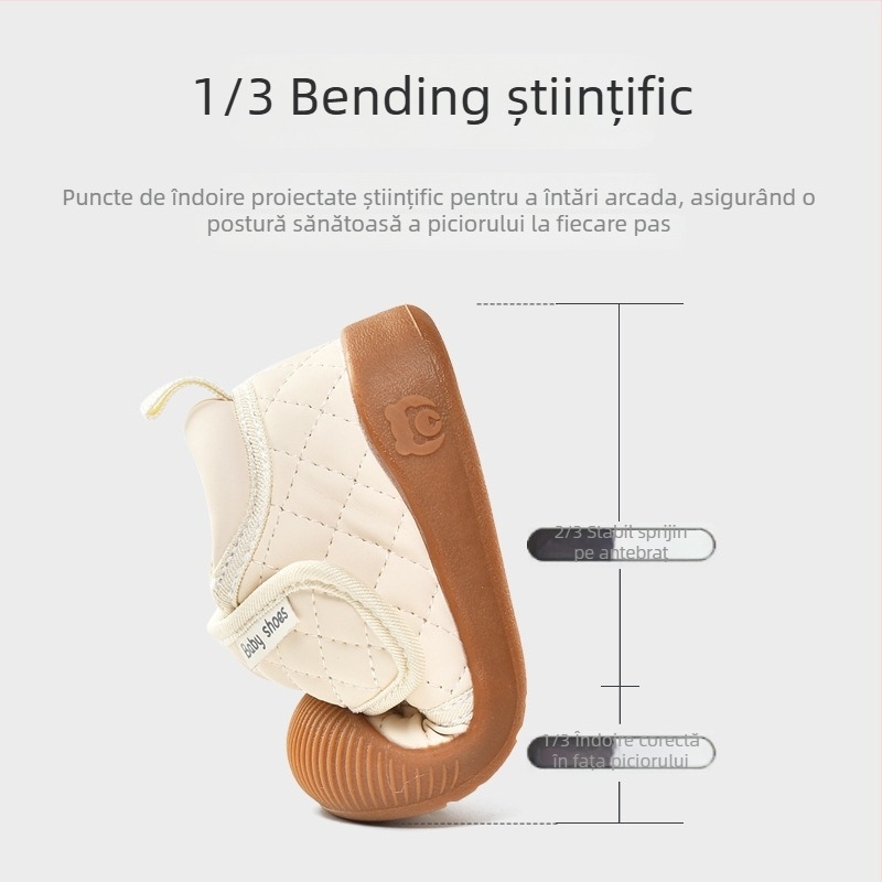 Pantofi pentru copii mici cu partea superioară din piele microfibră, respirabili, talpă antiderapantă, potriviți pentru primăvară-toamnă, închidere cu Velcro
