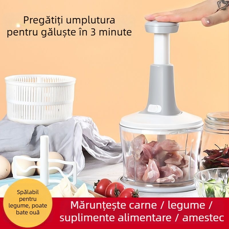 Mașină manuală de tocat carne și tocător multifuncțional pentru legume, bucătărie, tip presiune, din plastic alimentar
