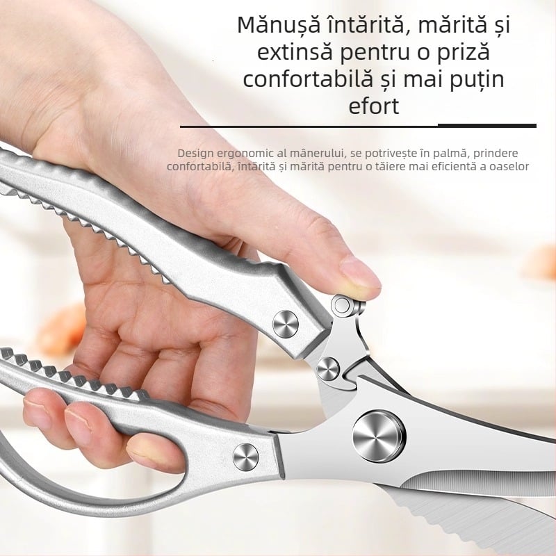 Foarfecă de bucătărie 4MM, tăieturi osoase pentru păsări – Oțel inoxidabil, multifuncțională, pentru pui, rață, gâscă și pește