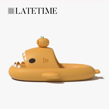 Sandale unisex cu curele, suprafața EVA, talpă EVA, vârf rotund, design rechin-dovleac desen animat, Late Time