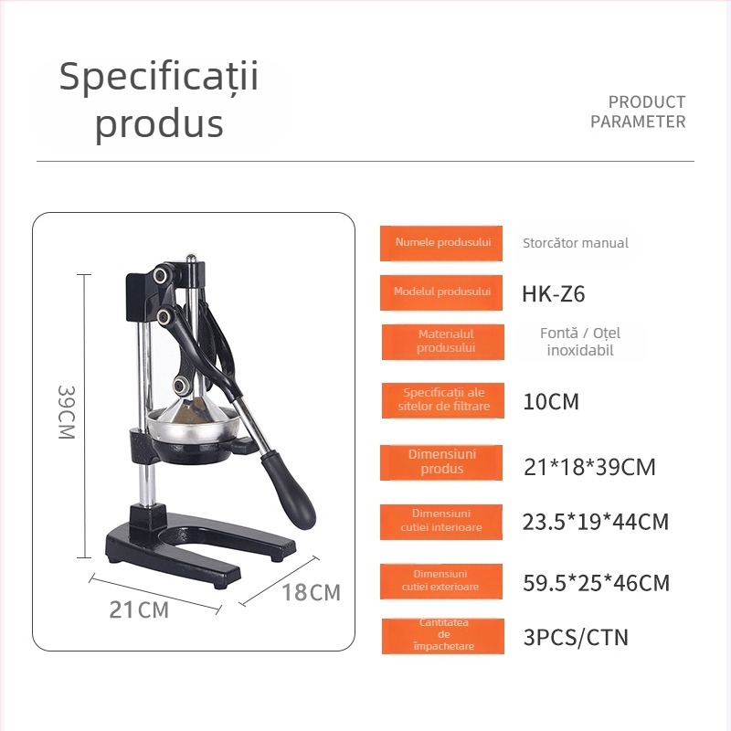 Storcător manual pentru fructe și legume – Hongke, pentru uz casnic, fără energie electrică, design modern minimalist