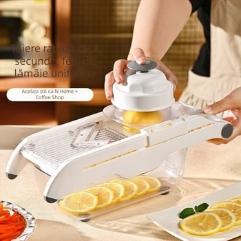 Tăietor universal de legume pentru uz casnic, cu funcție automată, grosime reglabilă a cartofilor, feliator de lămâie și feliator de fructe; din plastic