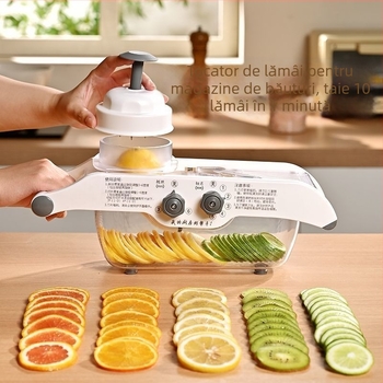 Tăietor universal de legume pentru uz casnic, cu funcție automată, grosime reglabilă a cartofilor, feliator de lămâie și feliator de fructe; din plastic