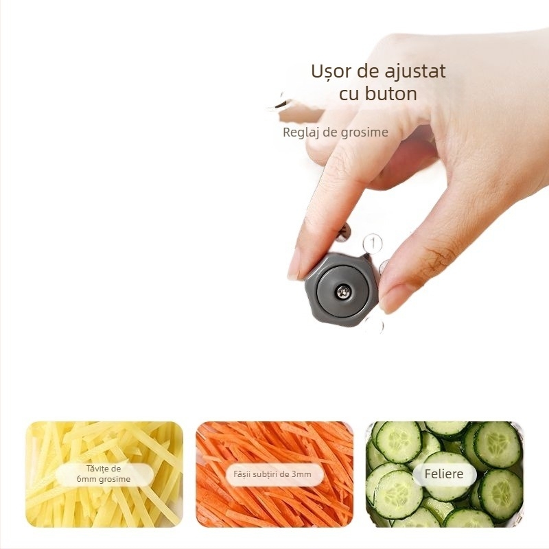 Tăietor universal de legume pentru uz casnic, cu funcție automată, grosime reglabilă a cartofilor, feliator de lămâie și feliator de fructe; din plastic