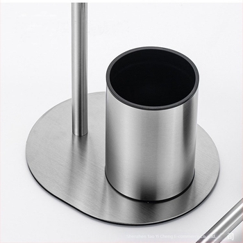 Suport pentru periuța de toaletă și hârtie igienică din oțel inoxidabil, montaj pe podea, formă ovală, finisaj periat
