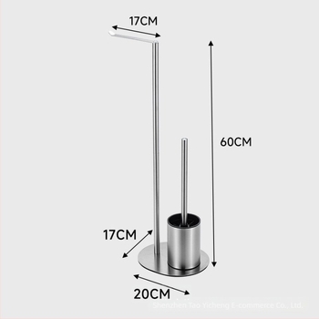 Suport pentru periuța de toaletă și hârtie igienică din oțel inoxidabil, montaj pe podea, formă ovală, finisaj periat