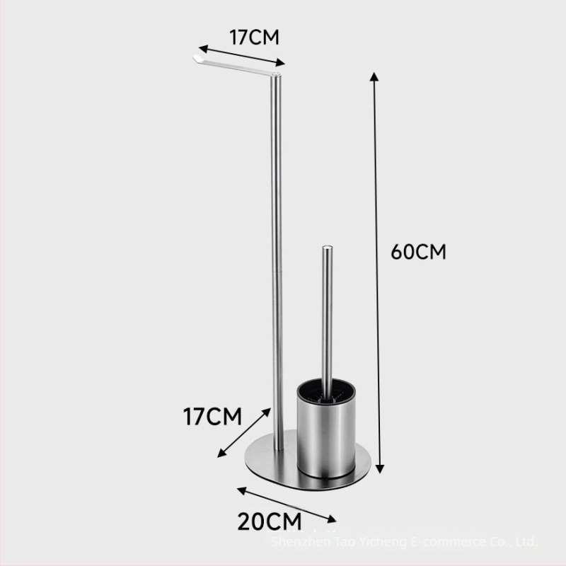Suport pentru periuța de toaletă și hârtie igienică din oțel inoxidabil, montaj pe podea, formă ovală, finisaj periat