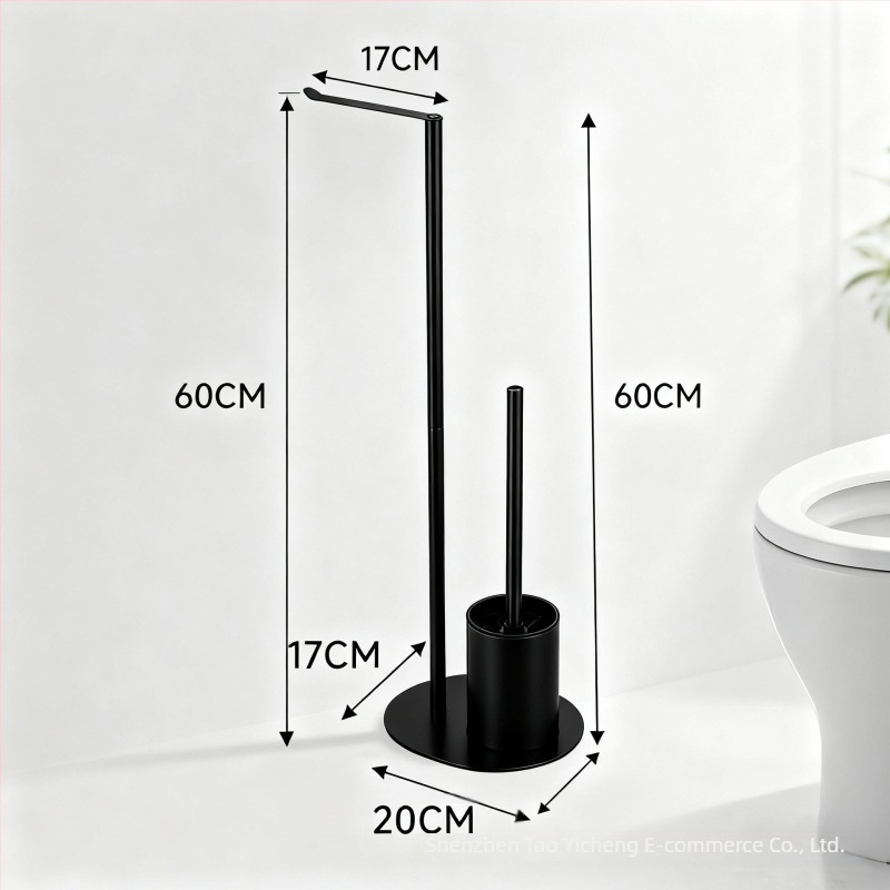 Suport pentru periuța de toaletă și hârtie igienică din oțel inoxidabil, montaj pe podea, formă ovală, finisaj periat