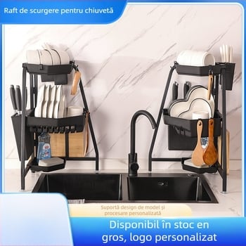 Raft de vase pentru chiuvetă, colț, pliabil, triunghiular, multifuncțional, din oțel carbon