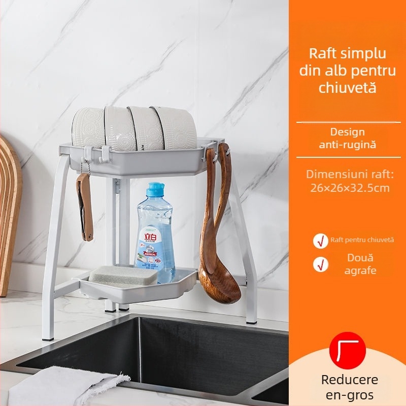 Raft de vase pentru chiuvetă, colț, pliabil, triunghiular, multifuncțional, din oțel carbon