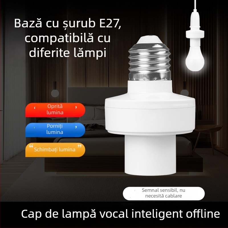Lampa inteligentă cu control vocal, bază E27 și telecomandă