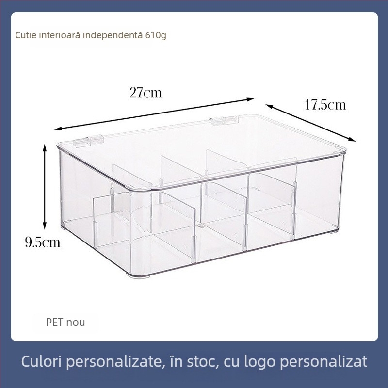 Box de depozitare pentru birou cu capac, PET plastic, model 313, 12 L, cu separatoare