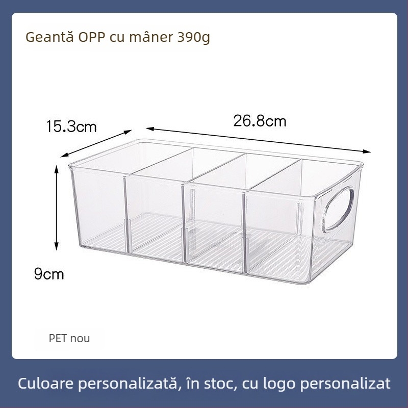 Box de depozitare pentru birou cu capac, PET plastic, model 313, 12 L, cu separatoare