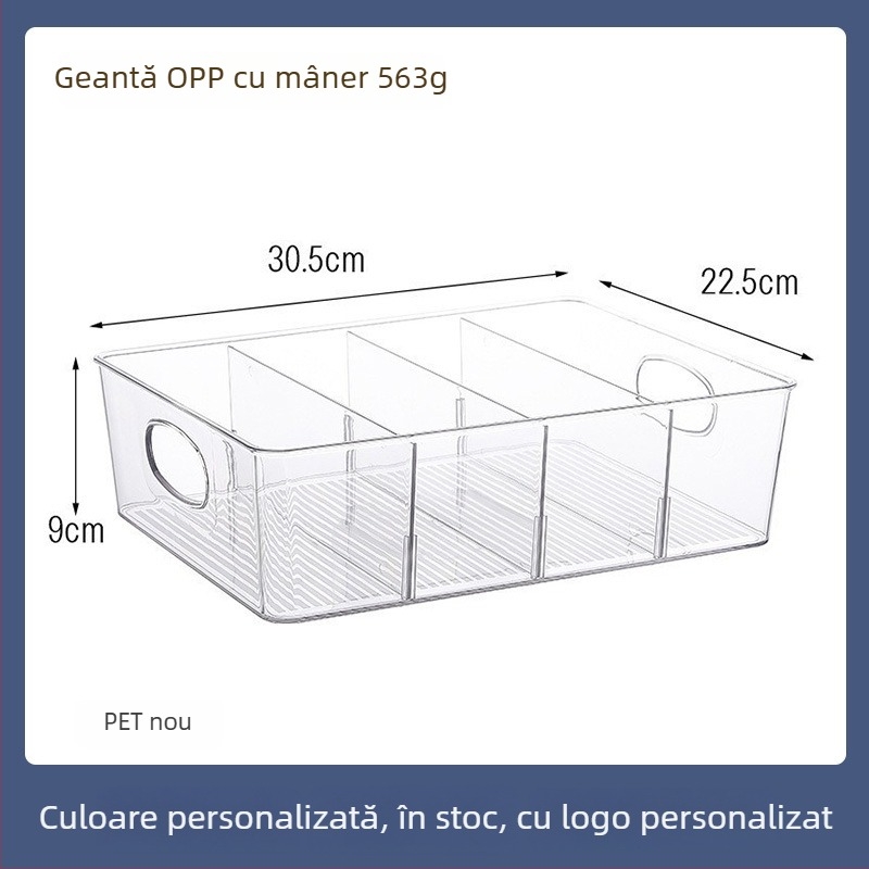 Box de depozitare pentru birou cu capac, PET plastic, model 313, 12 L, cu separatoare