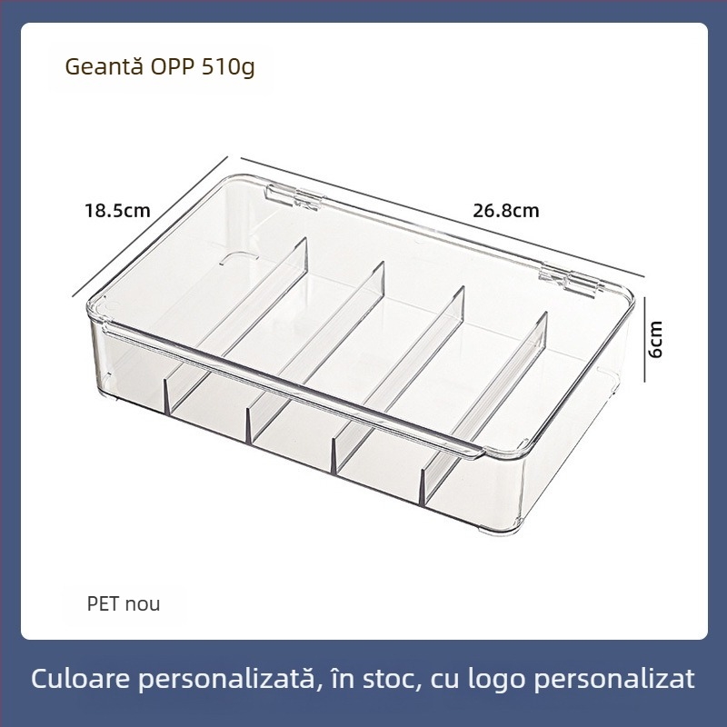 Box de depozitare pentru birou cu capac, PET plastic, model 313, 12 L, cu separatoare