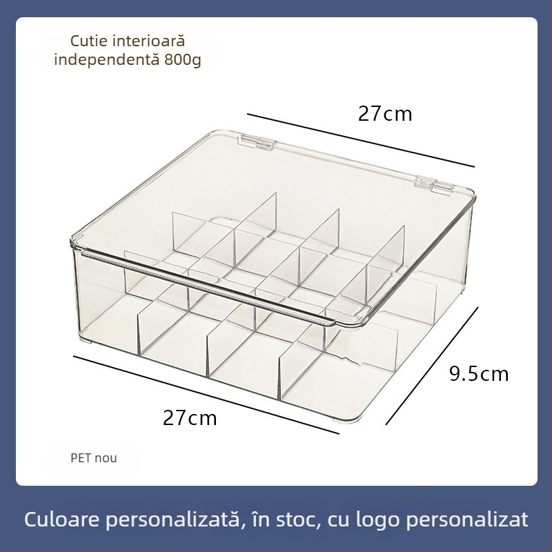 Box de depozitare pentru birou cu capac, PET plastic, model 313, 12 L, cu separatoare