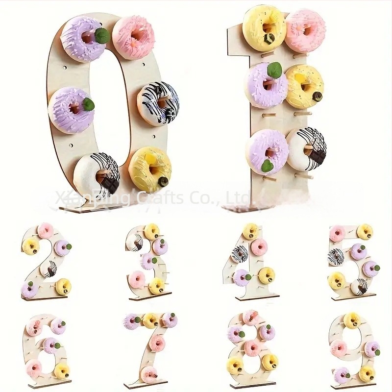 Stativ din lemn pentru deserturi cu bază, pentru zile de naștere și nunți, display pentru gogoși din boxwood, brand Xianping, stil modern simplu