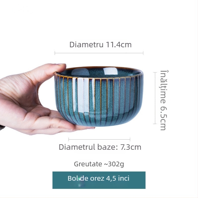 Set de veselă ceramică din porțelan — boluri și farfurii rotunde, potrivit pentru cuptorul cu microunde, finisaj glazură la cuptor, stil lux-retro discret