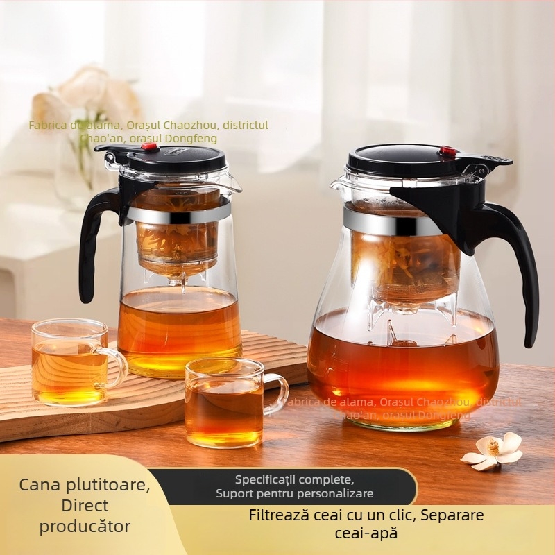 Ceainic din sticlă cu filtru integrat – rezistent la temperatură, design modern minimalist