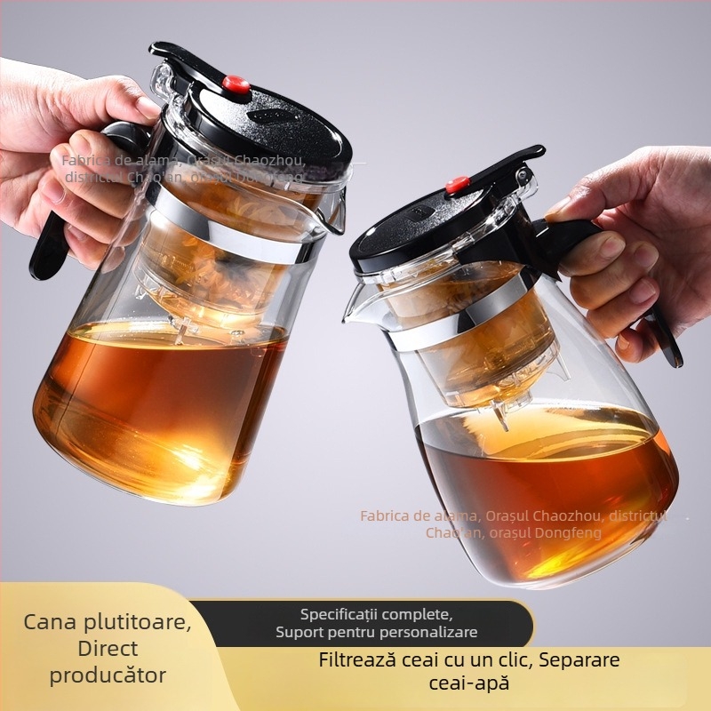 Ceainic din sticlă cu filtru integrat – rezistent la temperatură, design modern minimalist