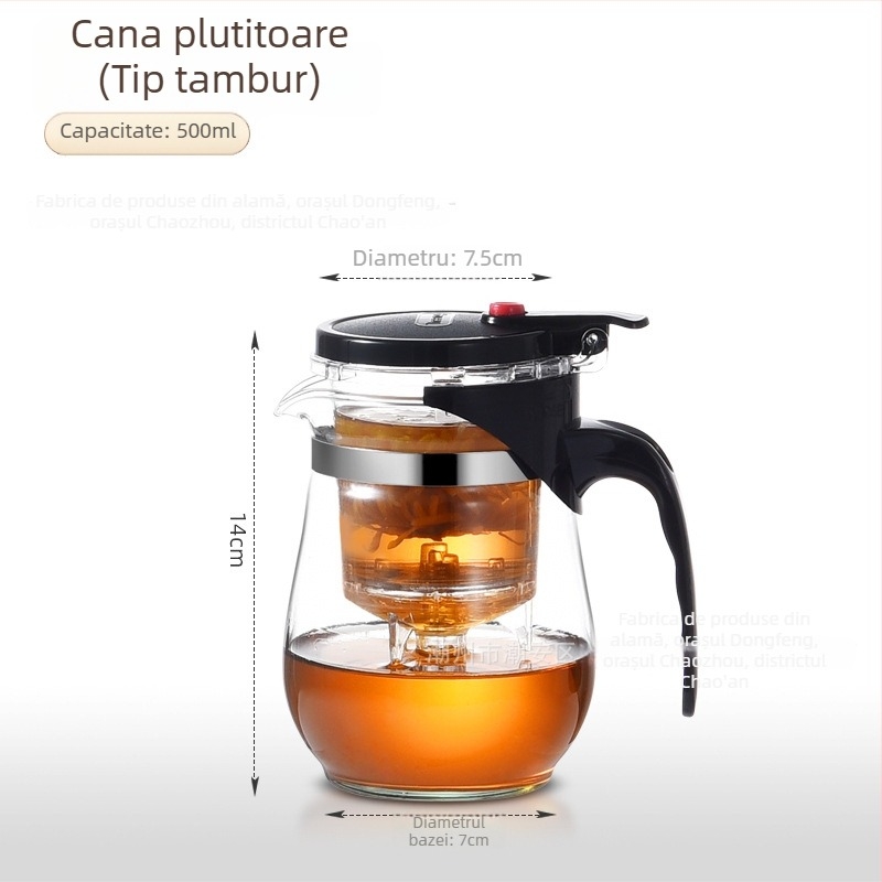 Ceainic din sticlă cu filtru integrat – rezistent la temperatură, design modern minimalist