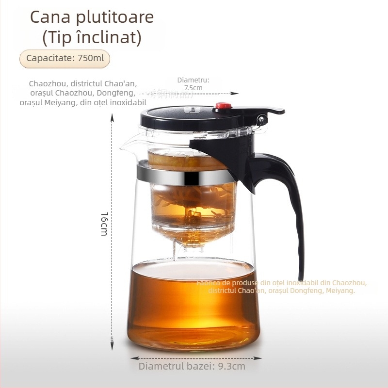 Ceainic din sticlă cu filtru integrat – rezistent la temperatură, design modern minimalist