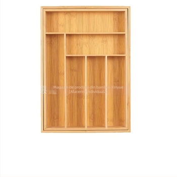 Organizator tacâmuri în sertarul bucătăriei din bambus, cu divizor telescopic — stil modern minimalist, utilizare casnică